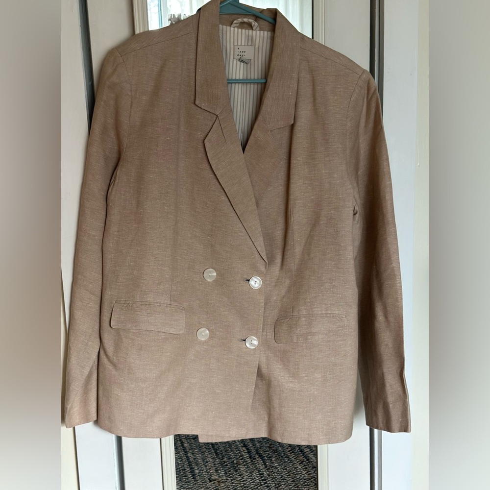 Beige linen blend Double-Breasted Blazer